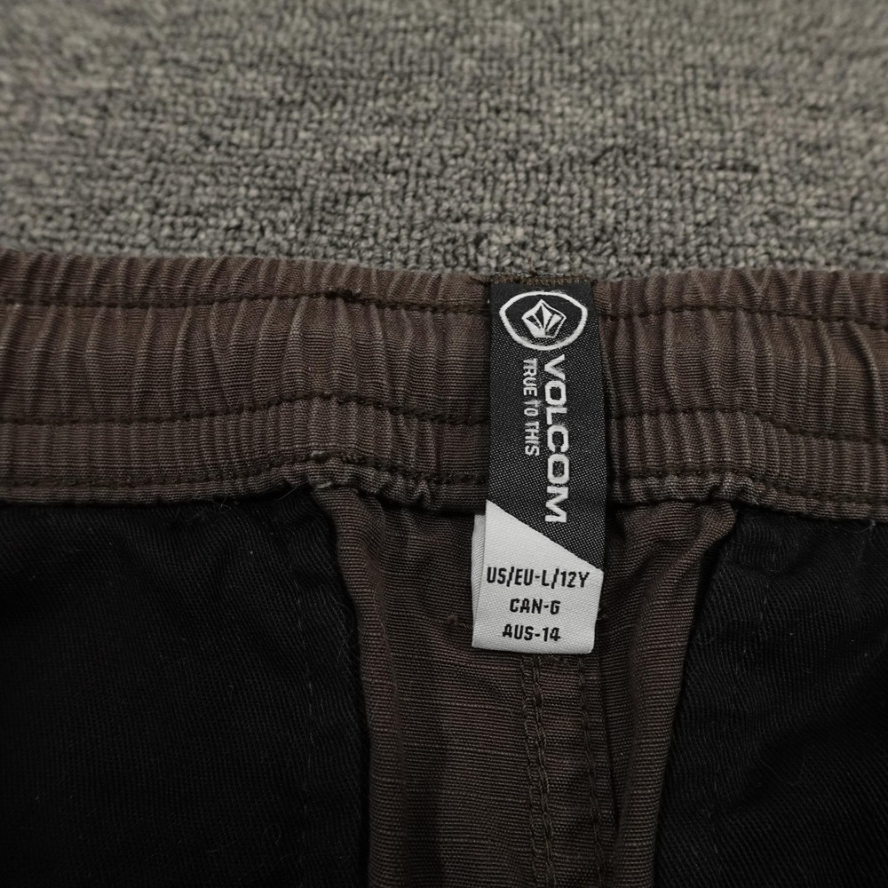 Volcom Pants Boys Large 12Y Brown Cargo Elastic Waist Drawstring Ripstop Cotton - Picture 3 of 11